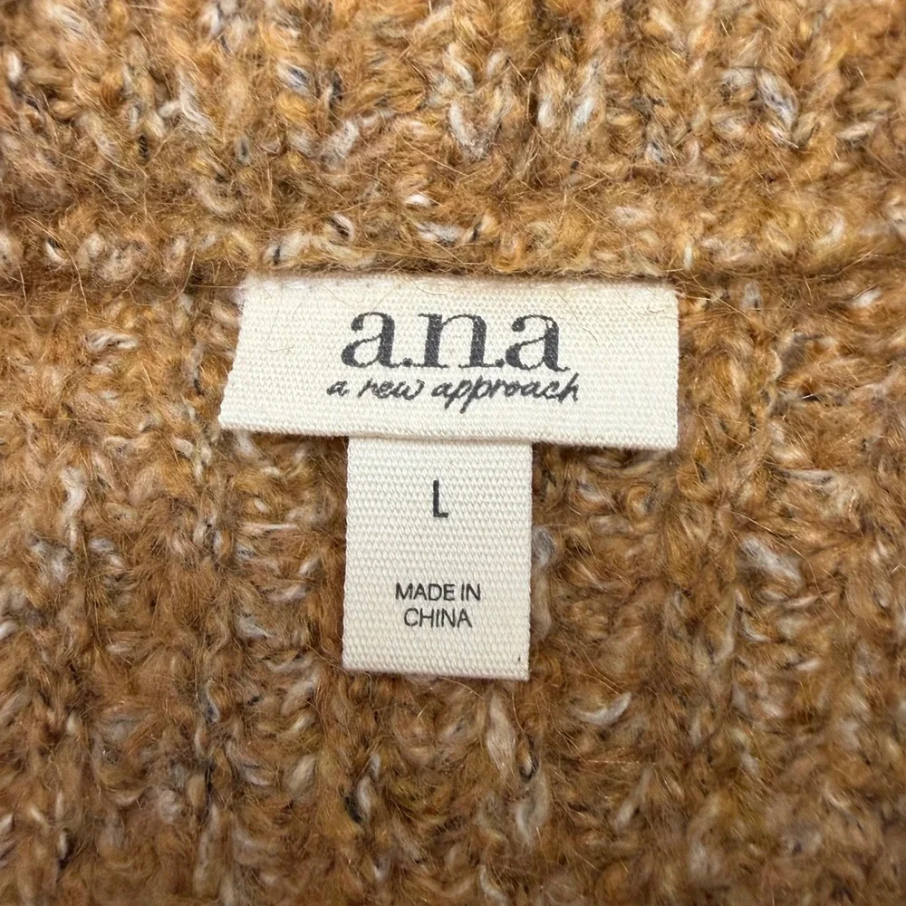 ANA A New Approach Womens Brown Sugar Marl‎ Ribbed Knit New Oversized L Sweater